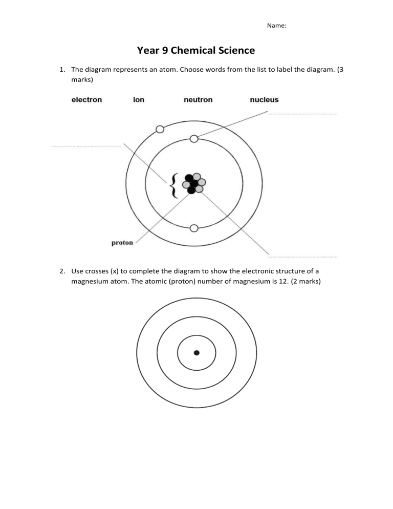 Year 9 Chemistry Test (Version 1 2018)