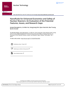 Nanofluids for Enhanced Economics and Safety of nuclear reactors- an evaluation of the potential features issues and research gaps