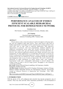 PERFORMANCE ANALYSIS OF ENERGY EFFICIENT SCALABLE HEIRARCHIAL PROTOCOL FOR HOMOGENEOUS NETWORK