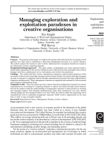 Managing exploration and exploitation paradoxes in creative organisations