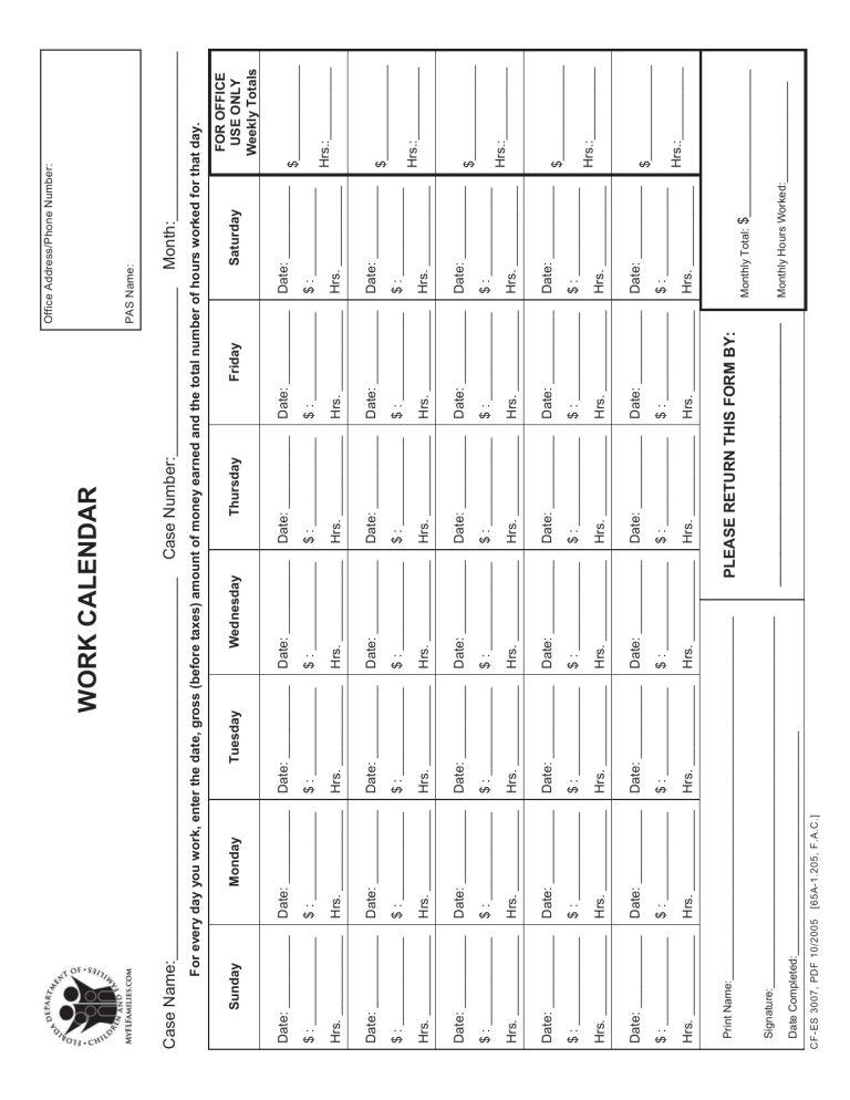 work-calander-for-food-stamps