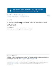 Dimensionalizing Cultures  The Hofstede Model in Context