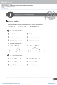 Integers powers and Roots worksheet