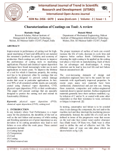 Charaterization of Coatings on Tool A review