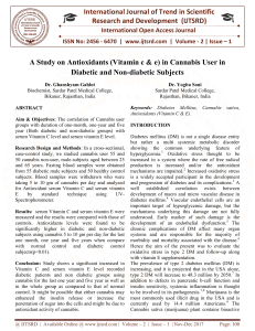 A study on antioxidants vitamin c and e in cannabis user in diabetic and non diabetic subjects