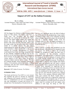 Impact of GST on the Indian Economy