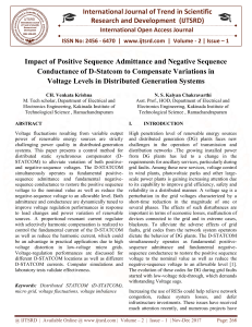 Impact of Positive Sequence Admittance and Negative Sequence Conductance of D Statcom to Compensate Variations in Voltage Levels in Distributed Generation Systems