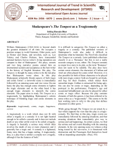 Shakespeare's The Tempest as a Tragicomedy