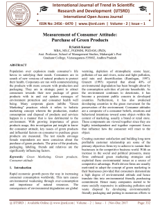 Measurement of Consumer Attitude Purchase of Green Products