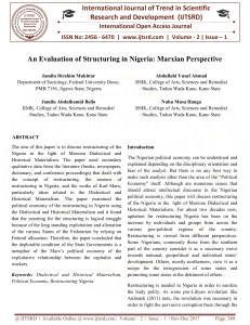 An Evaluation of Structuring in Nigeria Marxian Perspective
