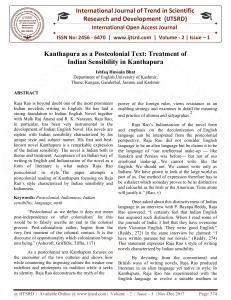 Kanthapura as a Postcolonial Text Treatment of Indian Sensibility in Kanthapura
