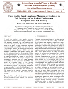 Water Quality Requirements and Management Strategies for Fish Farming A Case Study of Ponds Around Gurgaon Canal NUH Palwal