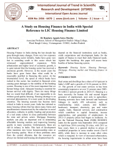 A Study on Housing Finance in India with Special Reference to LIC Housing Finance Limited