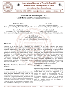 A Review on Rasamanjari It's Contribution in Pharmaceutical Science