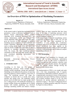 An Overview of PSO in Optimization of Machining Parameters