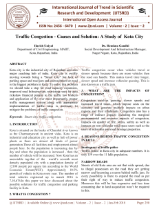 Traffic Congestion Causes and Solution A Study of Kota City