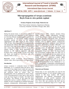 Micropropagation of Atropa acuminata Royle from in vitro petiole explant