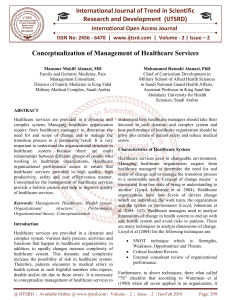 Conceptualization of Management of Healthcare Services