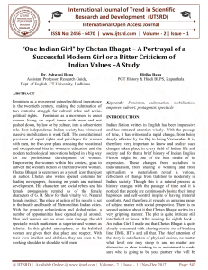 "One Indian Girl" by Chetan Bhagat - A Portrayal of a Successful Modern Girl or a Bitter Criticism of Indian Values - A Study