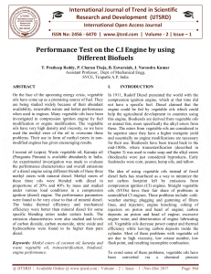 Performance Test on the C.I Engine by using Different Biofuels