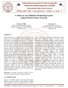 A Study on Air Pollution Monitoring System using Wireless Sensor Network