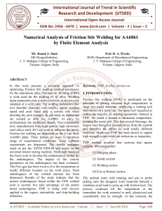 Numerical Analysis of Friction Stir Welding for AA6061 by Finite Element Analysis