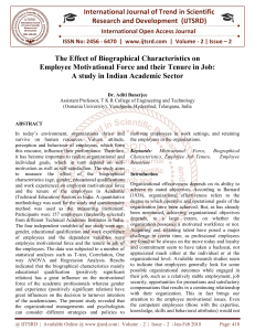 The Effect of Biographical Characteristics on Employee Motivational Force and their Tenure in Job A study in Indian Academic Sector