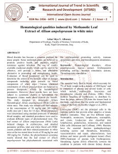 Hematological qualities induced by Methanolic Leaf Extract of Allium ampeloprasum in white mice