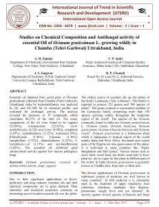 Studies on Chemical Composition and Antifungal activity of essential Oil of Ocimum gratissimum L. growing wildly in Chamba Tehri Garhwal Uttrakhand, India