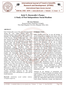 Keki N. Daruwalla's Poems A Study of Post Independence Social Realism