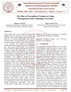 The Role of Extradition Treaties in Crime Management and Combating Terrorism