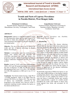 Trends and Facts of Leprosy Prevalence in Purulia District, West Bengal, India