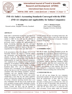 IND AS India's Accounting Standards Converged with the IFRS IND AS Adoption and Applicability for Indian Companies
