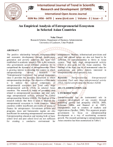 An Empirical Analysis of Entrepreneurial Ecosystem in Selected Asian Countries