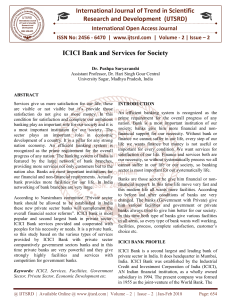 ICICI Bank and Services for Society