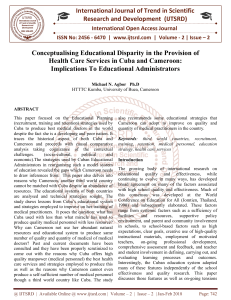 Conceptualising Educational Disparity in the Provision of Health Care Services in Cuba and Cameroon Implications To Educational Administrators