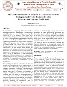 The Guilt Full Morality A Study on the Consciousness of the Protagonists of Fyodor Dostoyevsky with Reference to Crime and Punishment