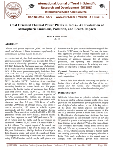 Coal Oriented Thermal Power Plants in India - An Evaluation of Atmospheric Emissions, Pollution, and Health Impacts