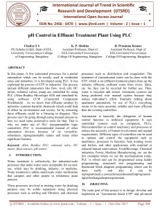 pH Control in Effluent Treatment Plant using PLC