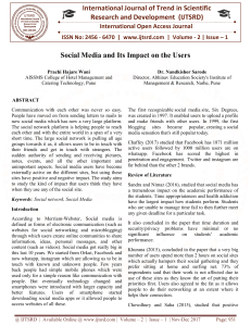 Social Media and Its Impact on the Users