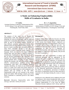 A Study on Enhancing Employability Skills of Graduates in India