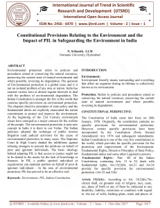 Constitutional Provisions Relating to the Environment and the Impact of PIL in Safeguarding the Environment in India