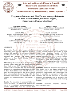 Pregnancy Outcomes and Risk Factors among Adolescents in Buea Health District, Southwest Region, Cameroon A Comparative Study