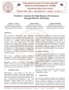 Predictive Analytics for High Business Performance through Effective Marketing