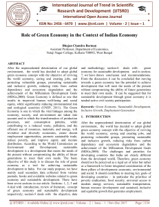 Role of Green Economy in the Context of Indian Economy