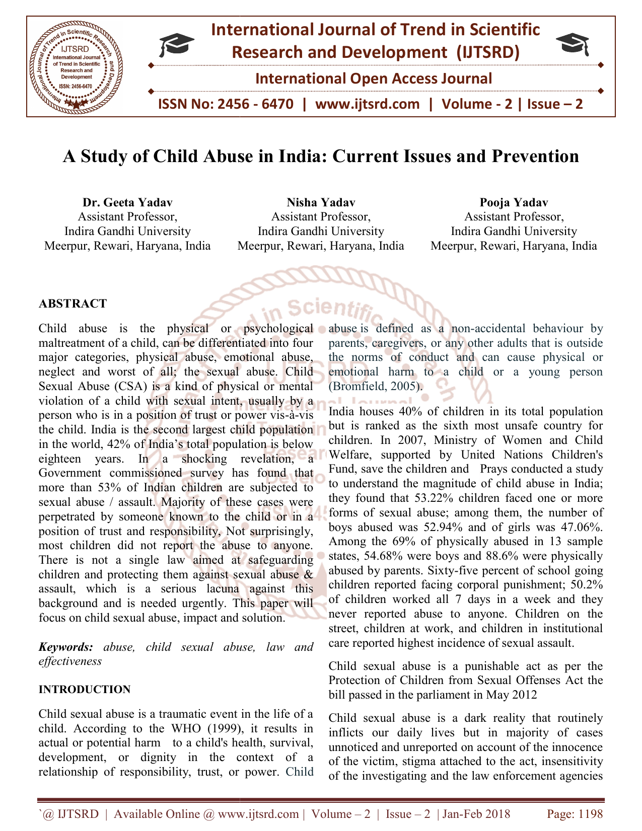 child abuse in india research paper