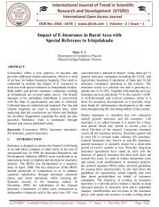 Impact of E Insurance in Rural Area with Special Reference to Irinjalakuda