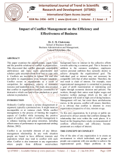 Impact of Conflict Management on the Efficiency and Effectiveness of Business