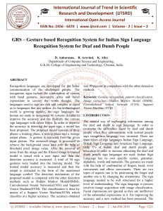 GRS - Gesture based Recognition System for Indian Sign Language Recognition System for Deaf and Dumb People