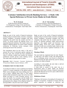 Customer Satisfaction towards Banking Services A Study with Special Reference to Private Sector Banks in Erode District